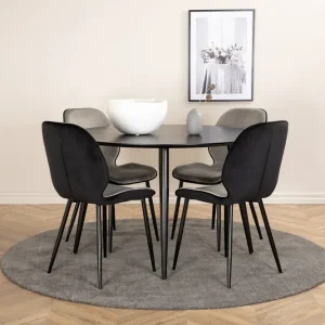 Begränsad tid Venture Home Dipp Matgrupp 115 cm Rund med 4 Emma stolar Svart - Möbler