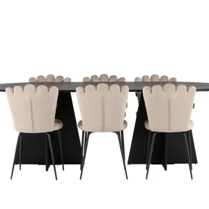 Venture Home Bootcut Matgrupp 230 cm Oval med 6 Limhamn stolar Beige - Möbler Begränsat erbjudande