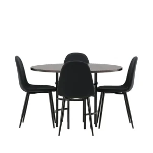 Säker betalning Venture Home Copenhagen Matgrupp 115 cm Rund med 4 Polar stolar Svart - Möbler