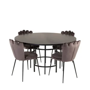 Venture Home Copenhagen Matgrupp 140 cm Rund med 4 Limhamn stolar Svart - Möbler Begränsad tid