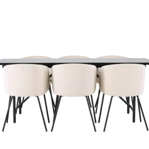 Venture Home Astrid Matgrupp 200 cm Rektangulär med 6 Berit stolar Beige - Möbler Bästa pris