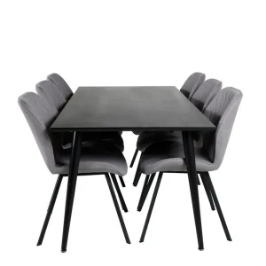 Snabb frakt Venture Home Dipp Matgrupp 180 cm Rektangulär med 6 Gemma stolar Svart - Möbler