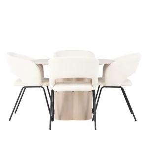 Venture Home Olivia Matgrupp 110 cm Rund med 4 Day stolar Whitewash - Möbler Sista chansen