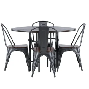 Nyhet Venture Home Copenhagen Matgrupp 115 cm Rund med 4 Tempe stolar Mocca - Möbler
