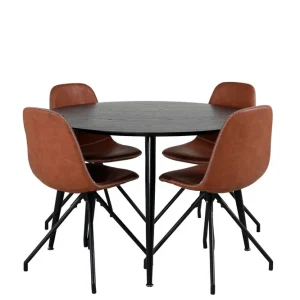 Endast idag Venture Home Dipp Matgrupp 115 cm Rund med 4 Polar stolar Svart - Möbler