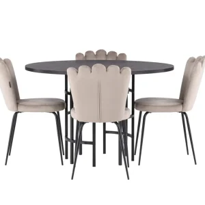 Beställ idag Venture Home Copenhagen Matgrupp 115 cm Rund med 4 Limhamn stolar Beige - Möbler