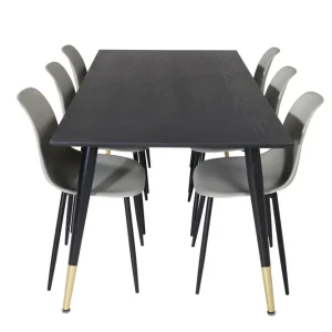 Kundfavorit Venture Home Dipp Matgrupp 180 cm Rektangulär med 6 Polar stolar Svart/Guld - Möbler