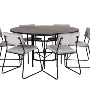 Begränsat erbjudande Venture Home Copenhagen Matgrupp 140 cm Rund med 6 Kenth stolar Svart - Möbler