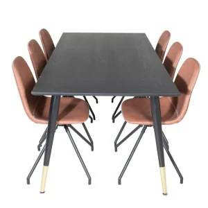 Venture Home Dipp Matgrupp 180 cm Rektangulär med 6 Polar stolar Svart - Möbler Reapris