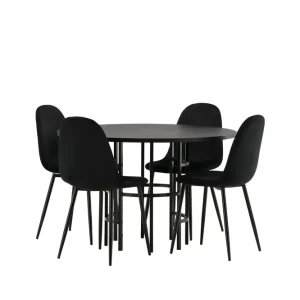 Snabb frakt Venture Home Matgrupp Hamnka 115 cm Rund med 4 Nicci stolar Svart - Möbler