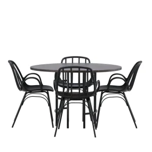 Handla nu Venture Home Copenhagen Matgrupp 115 cm Rund med 4 Dyrön stolar Svart - Möbler