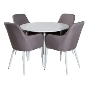 I lager Venture Home Plaza Matgrupp 100 cm Rund med 4 Comfort stolar Grå - Möbler