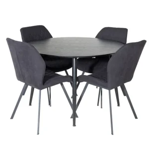 Trygg betalning Venture Home Dipp Matgrupp 115 cm Rund med 4 Gemma stolar Svart - Möbler