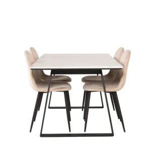 Venture Home Estelle Matgrupp 140 cm Rektangulär med 4 Polar stolar Beige - Möbler Reapris