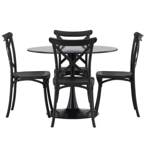 Venture Home Glade Matgrupp 100 cm Rund med 4 Crosett stolar Svart - Möbler Nyhet