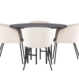 Snabb frakt Venture Home Copenhagen Matgrupp 115 cm Rund med 4 Berit stolar Beige - Möbler