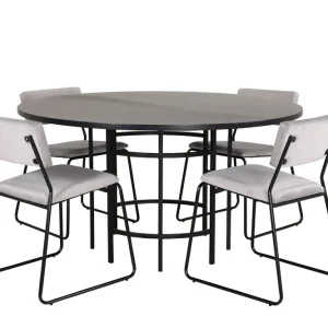 Fri frakt Venture Home Copenhagen Matgrupp 140 cm Rund med 4 Kenth stolar Svart - Möbler