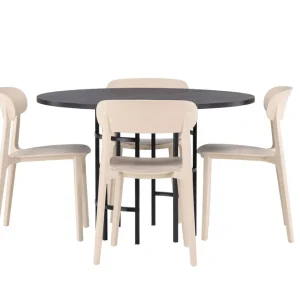Fynd Venture Home Copenhagen Matgrupp 115 cm Rund med 4 Åstol stolar Beige - Möbler