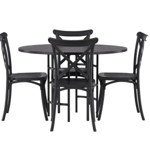 Venture Home Copenhagen Matgrupp 115 cm Rund med 4 Crosett stolar Svart - Möbler Kundfavorit