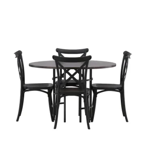 Venture Home Copenhagen Matgrupp 115 cm Rund med 4 Crosett stolar Svart - Möbler Begränsat antal