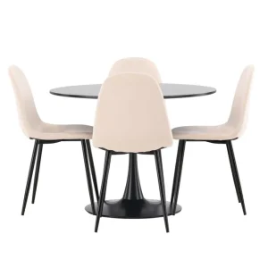 Rabatter Venture Home Glade Matgrupp 100 cm Rund med 4 Polar stolar Beige - Möbler