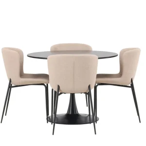 Venture Home Glade Matgrupp 100 cm Rund med 4 Modesto stolar Beige - Möbler Sänkt pris