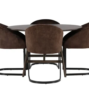 Venture Home Kaseidon Matgrupp 100 cm Rund med 4 Evening stolar Svart - Möbler Billigare