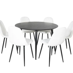 Extra rabatt Venture Home Dipp Matgrupp 115 cm Rund med 6 Polar stolar Svart - Möbler