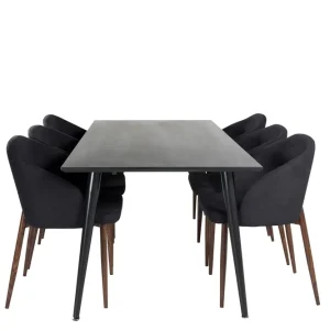 Köp online Venture Home Dipp Matgrupp 180 cm Rektangulär med 6 Arch stolar Svart - Möbler