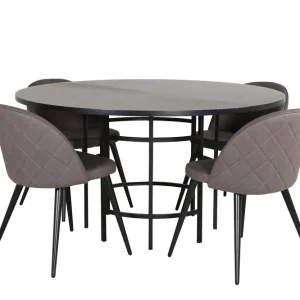 Venture Home Copenhagen Matgrupp 140 cm Rund med 4 Velvet stolar Svart - Möbler Begränsat antal
