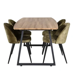Endast idag Venture Home Inca Matgrupp 160 cm Rektangulär med 4 Velvet stolar Svart - Möbler