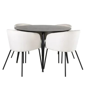 Begränsat antal Venture Home Dipp Matgrupp 115 cm Rund med 4 Berit stolar Beige - Möbler