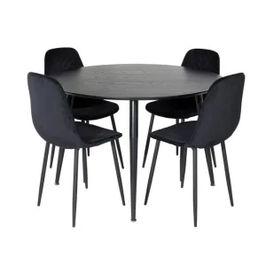 Venture Home Dipp Matgrupp 115 cm Rund med 4 Polar stolar Svart - Möbler Köp nu