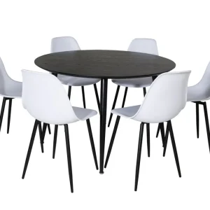 Venture Home Dipp Matgrupp 115 cm Rund med 6 Polar stolar Svart - Möbler Billigare
