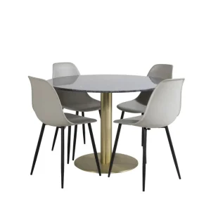 Venture Home Estelle Matgrupp 106 cm Rund med 4 Polar stolar Svart/Guld - Möbler Expressleverans