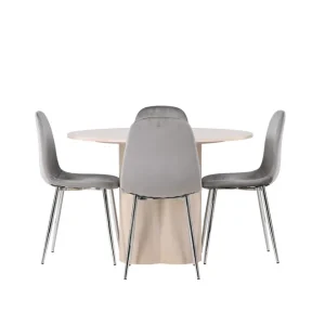 Venture Home Olivia Matgrupp 110 cm Rund med 4 Eva stolar Whitewash - Möbler risnedsättning