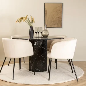 Venture Home Marbs Matgrupp 110 cm Rund med 4 Berit stolar Beige - Möbler Beställ idag