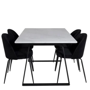 Billigare Venture Home Estelle Matgrupp 140 cm Rektangulär med 4 Wrinkles stolar Svart - Möbler