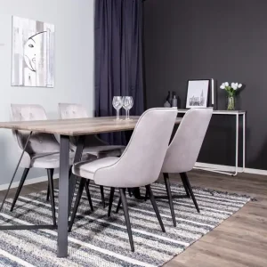 Venture Home Marina Matgrupp 180 cm Rektangulär med 4 Velvet Deluxe stolar Svart - Möbler Trygg betalning