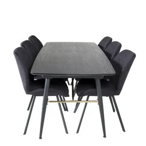 Rea Venture Home Gold Matgrupp Förlängningsbar 180-220 cm Rektangulär med 6 Gemma stolar Svart/Guld - Möbler