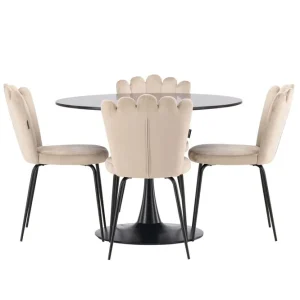 Erbjudande Venture Home Glade Matgrupp 100 cm Rund med 4 Limhamn stolar Beige - Möbler