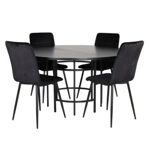 Kampanj Venture Home Copenhagen Matgrupp 140 cm Rund med 4 Windu Lyx stolar Svart - Möbler