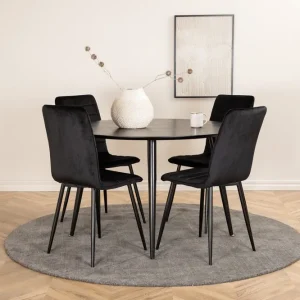 Venture Home Dipp Matgrupp 115 cm Rund med 4 Windu Lyx stolar Svart - Möbler Köp nu