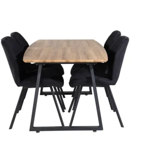 Venture Home Inca Matgrupp 160 cm Rektangulär med 4 Gemma stolar Svart - Möbler Kampanj