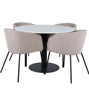 Erbjudandepris Venture Home Estelle Matgrupp 106 cm Rund med 4 Berit stolar Beige - Möbler