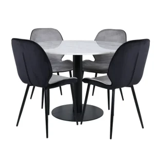 Kundfavorit Venture Home Estelle Matgrupp 106 cm Rund med 4 Emma stolar Svart - Möbler