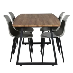 Snabb leverans Venture Home Inca Matgrupp 160 cm Rektangulär med 4 Polar stolar Svart - Möbler