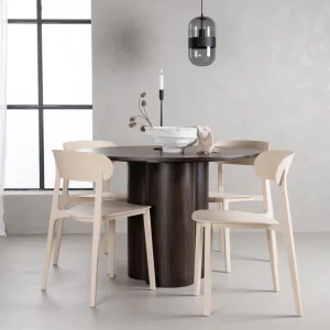 Venture Home Olivia Matgrupp 110 cm Rund med 4 Åstol stolar Beige - Möbler Nedsatt pris