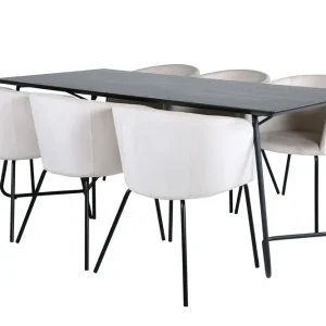 Venture Home Petra Matgrupp 190 cm Rektangulär med 6 Berit stolar Beige - Möbler Bästa pris