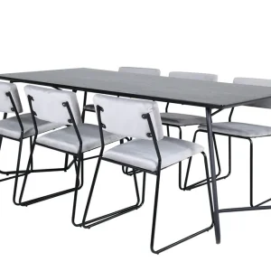 Snabb leverans Venture Home Petra Matgrupp 190 cm Rektangulär med 6 Kenth stolar Svart - Möbler